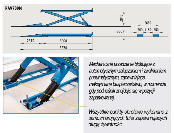 Podnośnik nożycowy ciężarowy 9t Ravaglioli RAV709NI